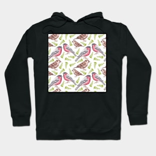 birds with leaves. watercolor Hoodie